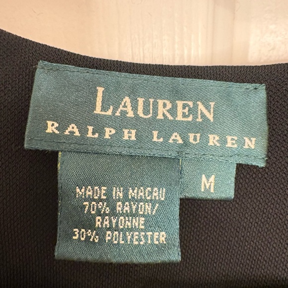 Vintage Lauren Ralph Lauren Black Midi Dress 90s Minimalist Medium - Picture 3 of 4